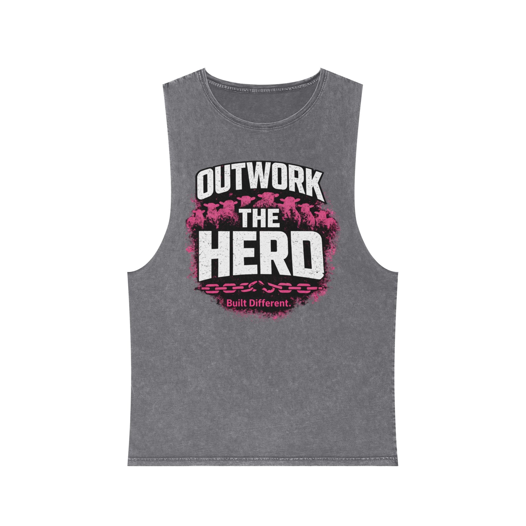 Outwork the Herd Araiza piink Tank Top — Motivational Gym Stonewash Tank