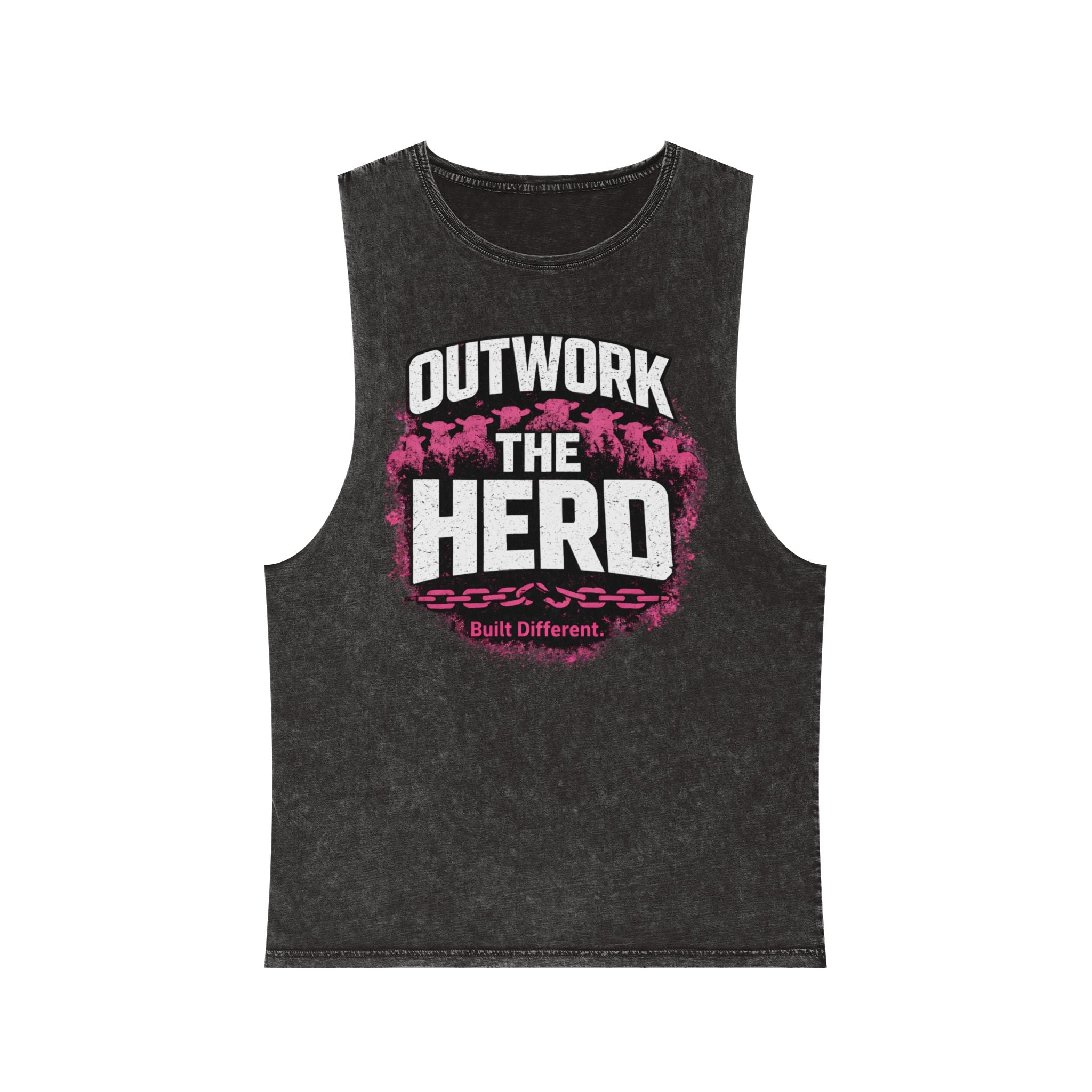 Outwork the Herd Araiza piink Tank Top — Motivational Gym Stonewash Tank