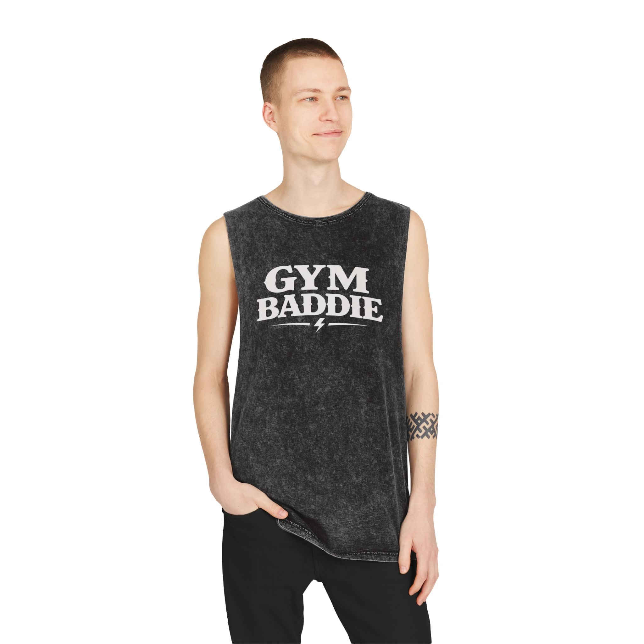 Gym Baddie Stonewash Tank Top — Vintage Workout Muscle Tank