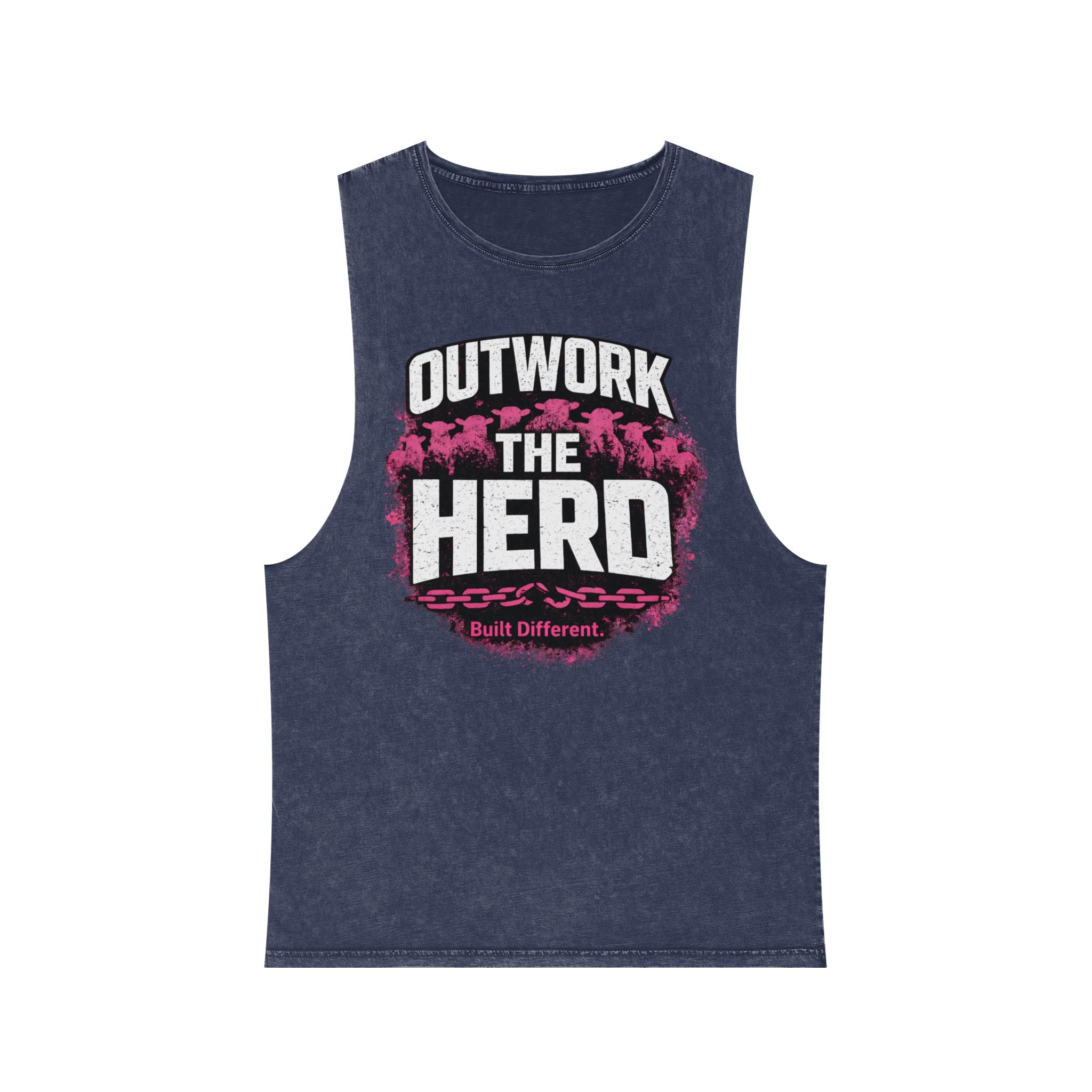Outwork the Herd Araiza piink Tank Top — Motivational Gym Stonewash Tank
