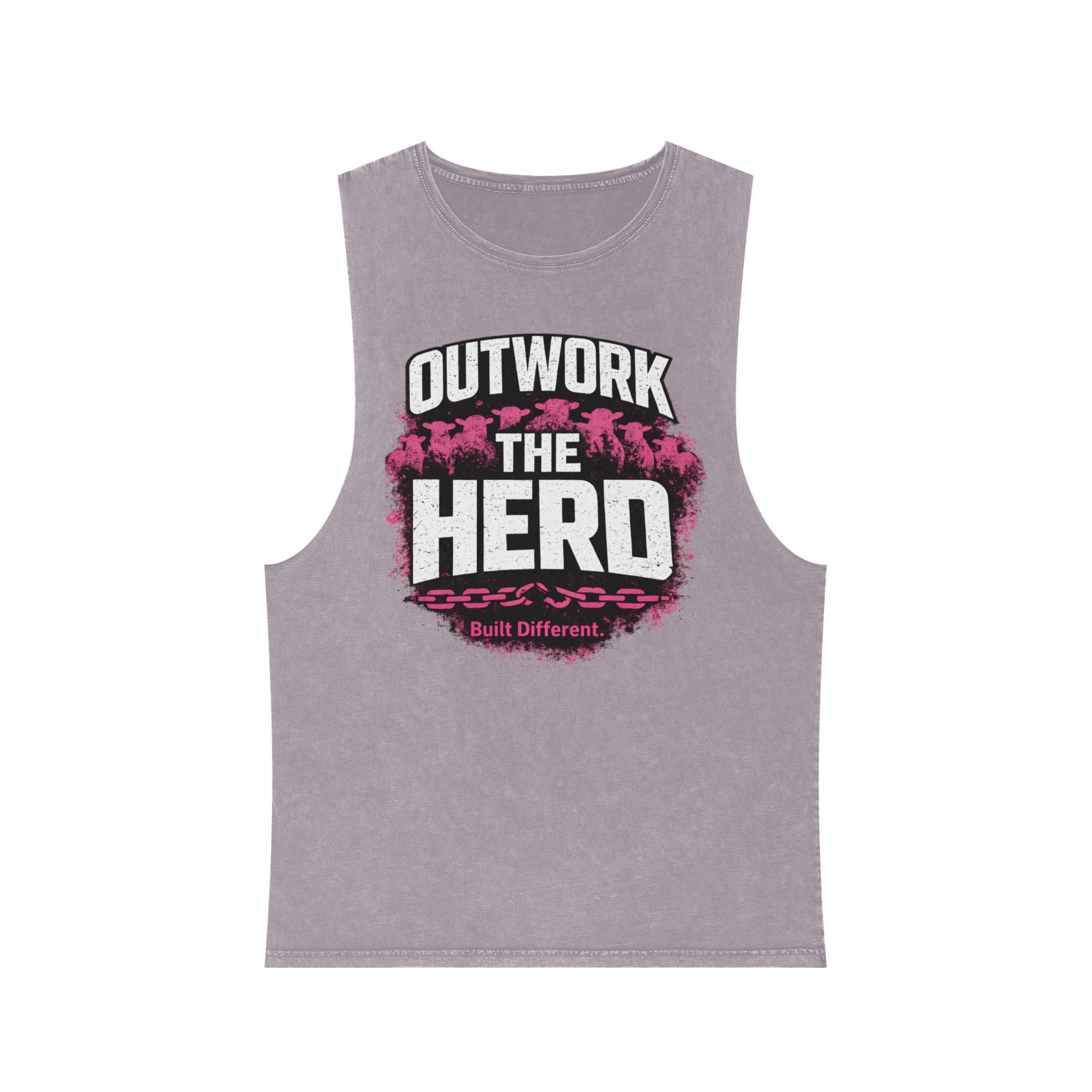 Outwork the Herd Araiza piink Tank Top — Motivational Gym Stonewash Tank